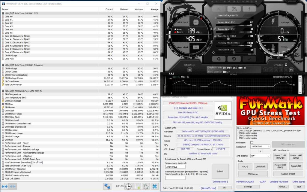 Test PC MSI Aegis Ti3 8-02SXEU benchmark Furmark OC