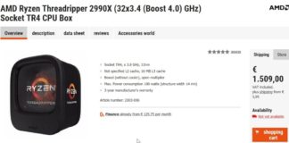 Processeur AMD Ryzen Threadripper 2990X à 1500 euros