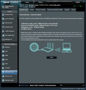 Test ASUS AiMesh AC1900 Wifi System interface web