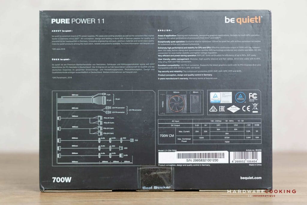 Test alimentation Be Quiet! Pure Power 11 700W CM