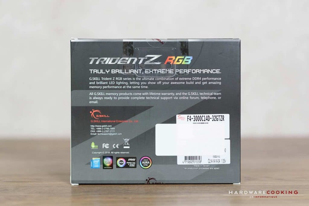 Test mémoire DDR4 G.SKILL TRIDENT Z RGB 2x16 Go 3000 MHz CAS 14