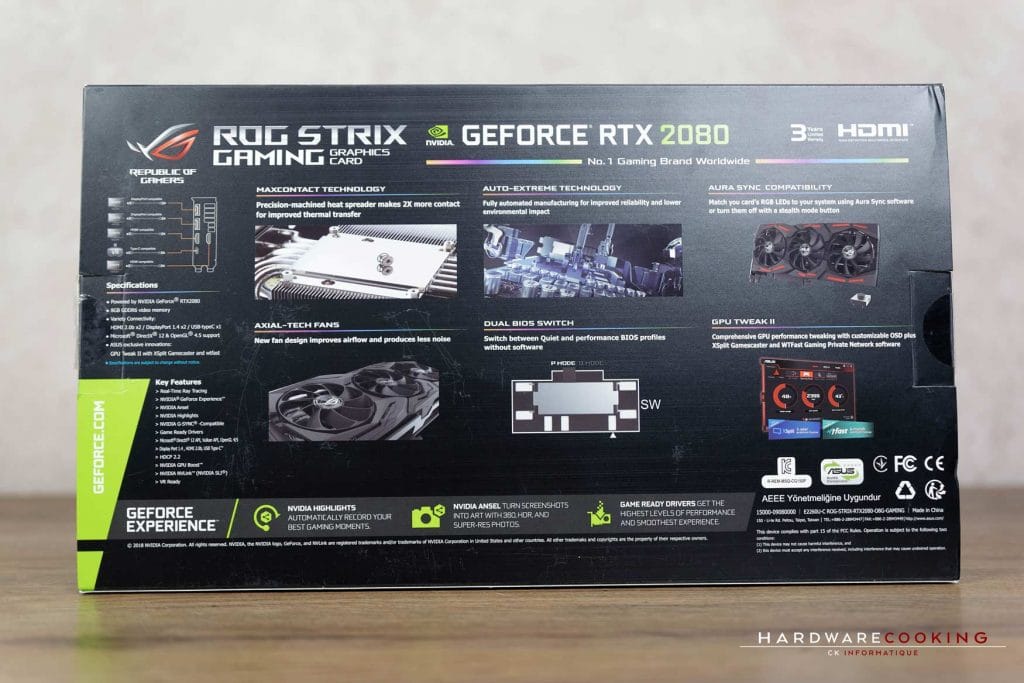 Test carte graphique ASUS ROG STRIX RTX 2080 O8G GAMING