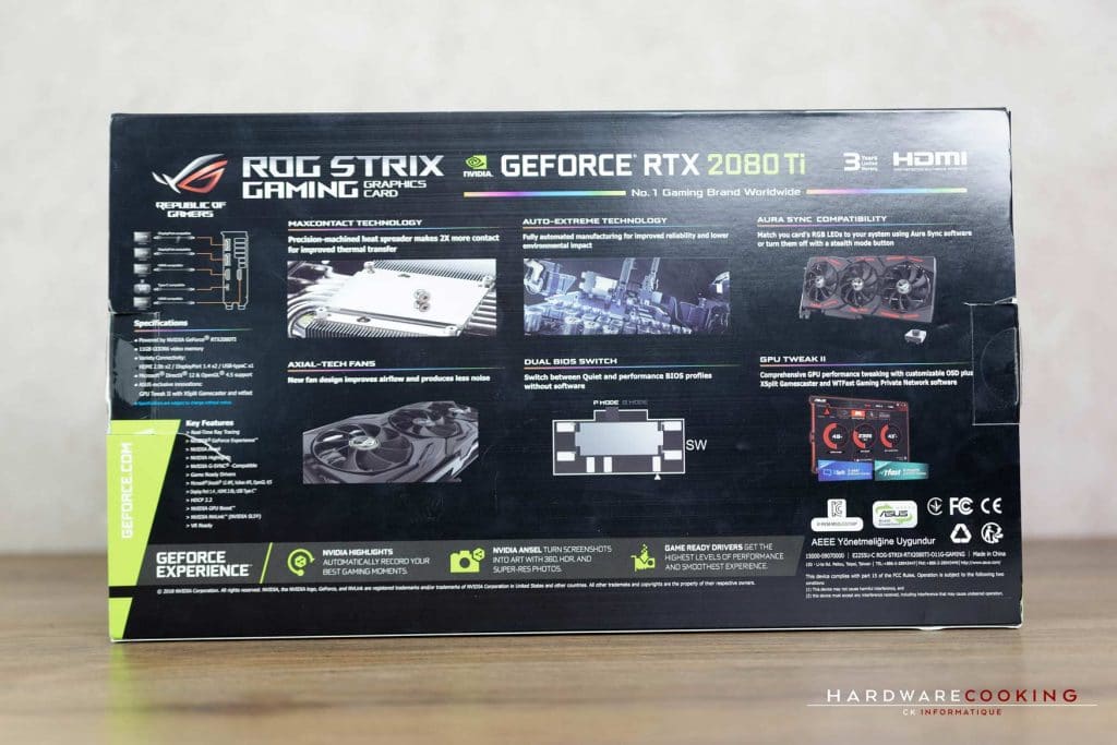Test carte graphique ASUS ROG STRIX RTX 2080 Ti O11G GAMING bundle