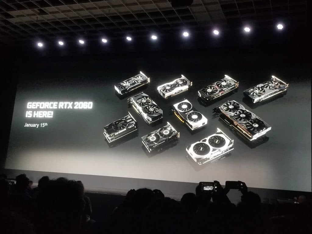 Présentation de la RTX 2060 durant la Nvidia Keynote au CES 2019