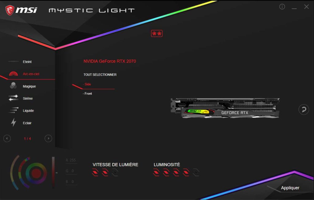 Test carte graphique MSI RTX 2070 GAMING Z 8G Mystic Light