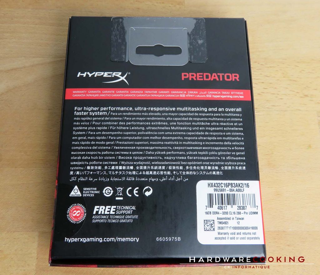 Test HyperX Predator RGB DDR4 packaging