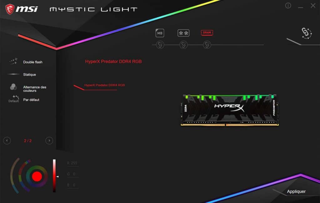 Test HyperX Predator DDR4 MSI Mystic Light