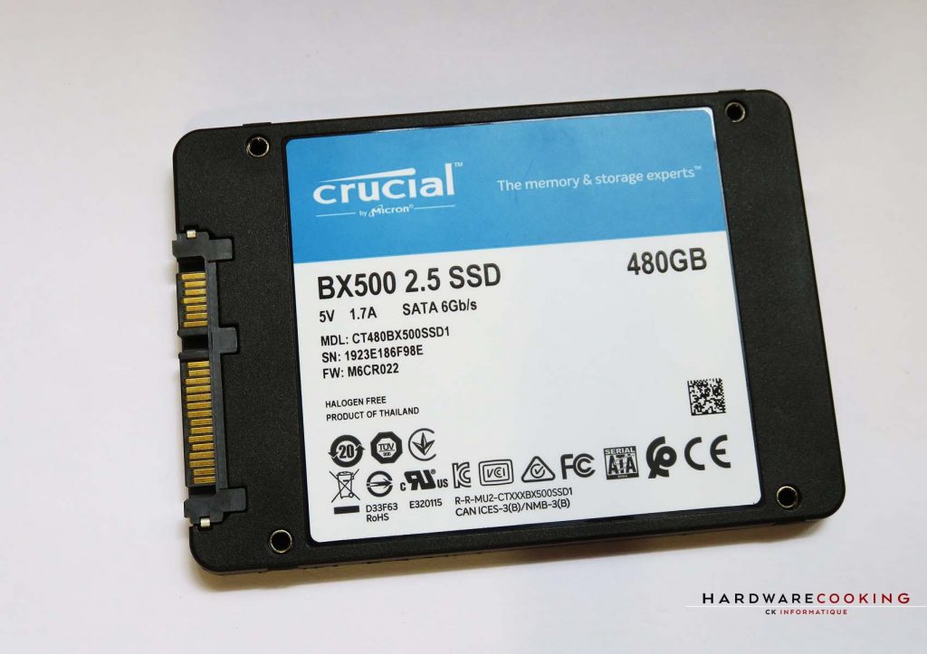 SSD Crucial BX500 arrière
