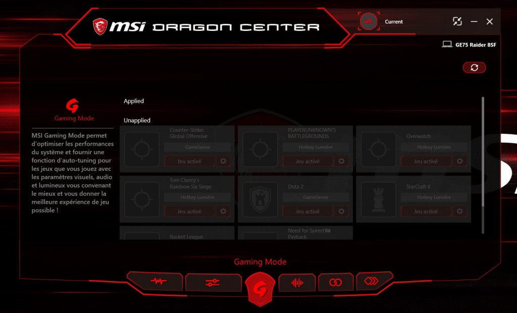 Logiciel MSI Dragon Center