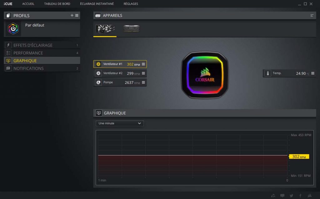 Corsair iCUE H100i RGB Pro XT logiciel