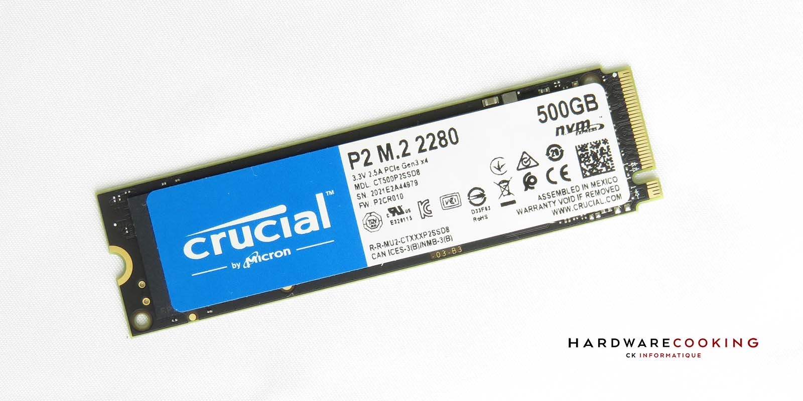 Disque interne SSD- 500Go M.2- Crucial P2 PCIe NVMe- pour