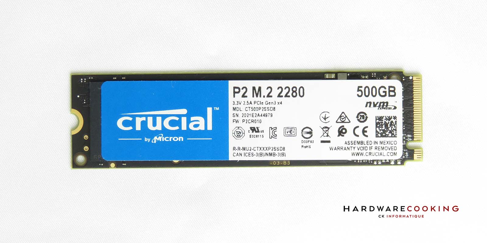 Crucial Disque dur SSD interne 250Go P2 NVME 3D NAND PCIe M.2 pas