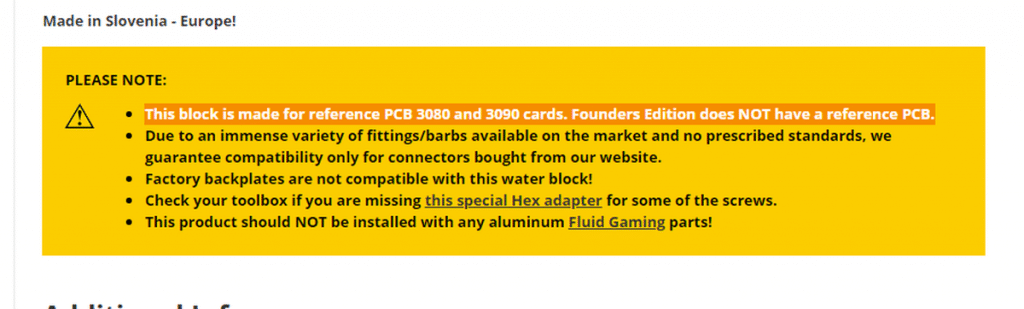 EK-Quantum Vector RTX 3080/3090 non compatible avec les Founders Edition