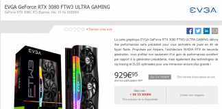 Prix EVGA RTX 3080 FTW3 Ultra Gaming
