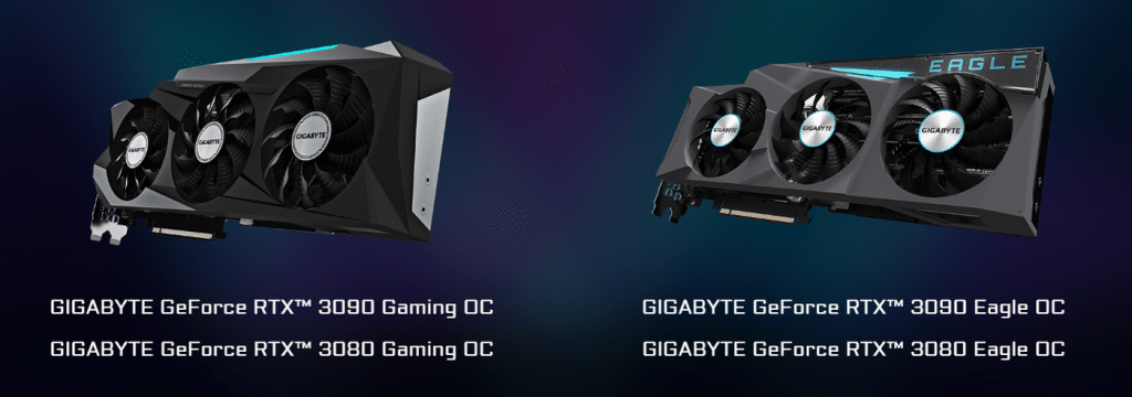 GIGABYTE GeForce RTX 3080 3090 GAMING OC et EAGLE