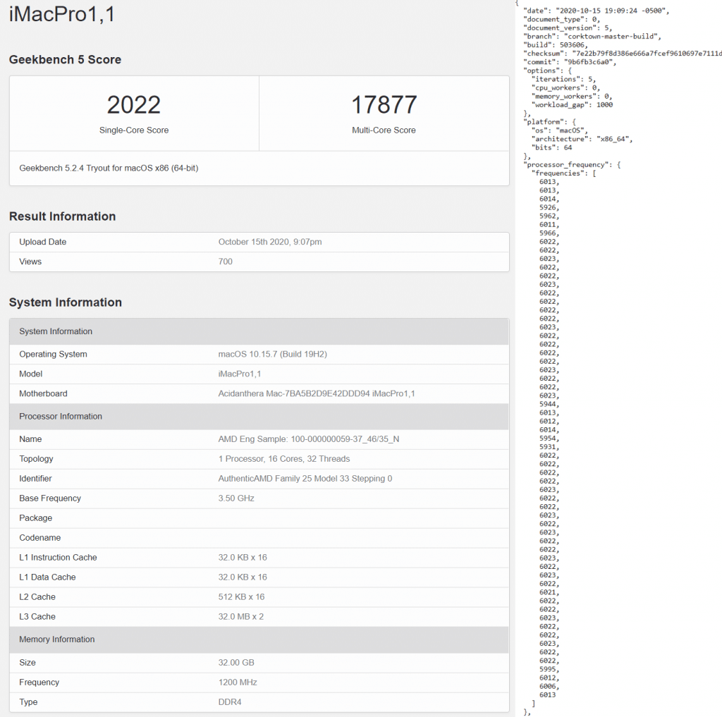 Benchmark AMD Ryzen 9 5950X GeekBench