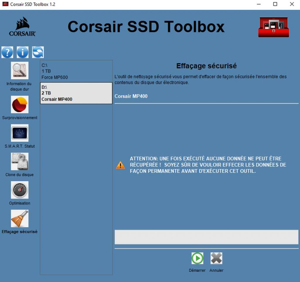 SSD CORSAIR Toolbox