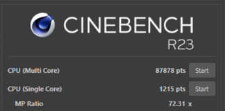Score Cinebench R23 AMD EPYC Milan