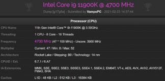 Intel Core i9-11900K CPU-Z