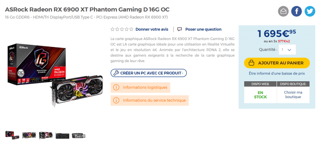 Stock ASRock RX 6900 XT Phantom Gaming
