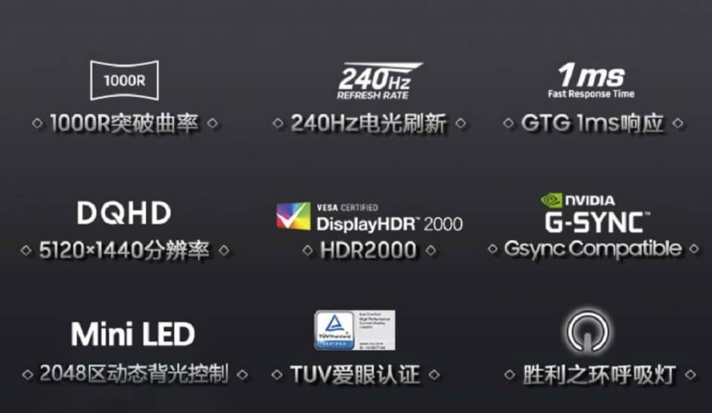 Samsung Odyssey G9 certification VESA DisplayHDR 2000