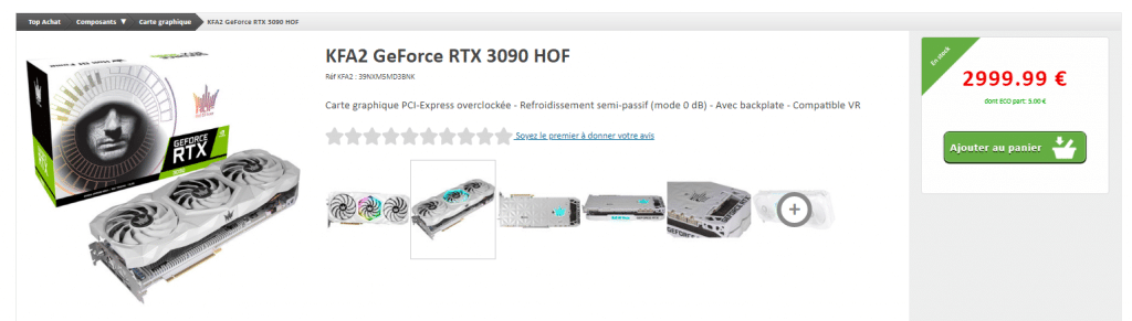Stock KFA2 GeForce RTX 3090 HOF