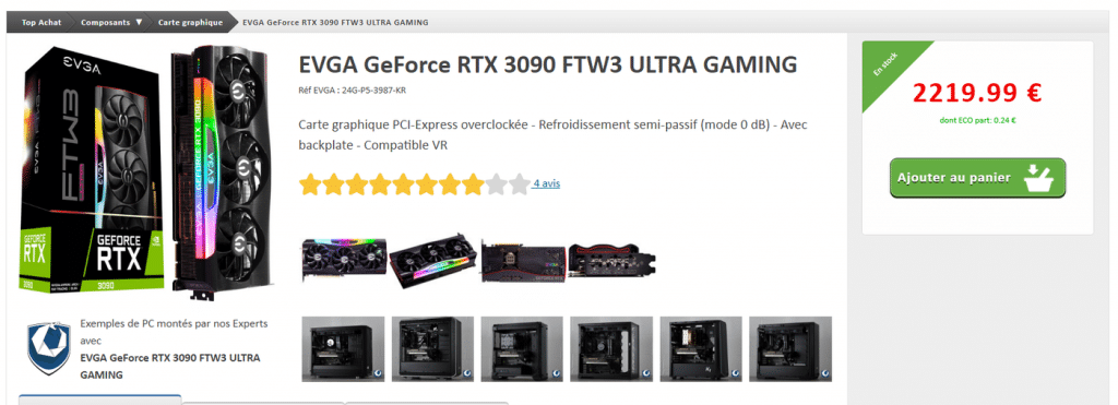 Alerte stock EVGA RTX 3090 FTW3 Ultra Gaming
