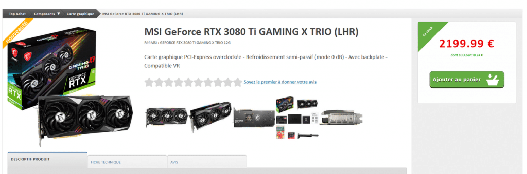 Stock MSI GeForce RTX 3080 Ti GAMING X TRIO (LHR)