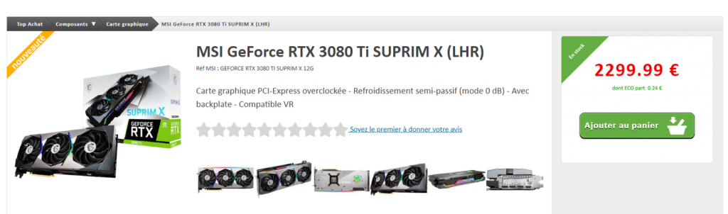 Stock MSI GeForce RTX 3080 Ti SUPRIM X (LHR)