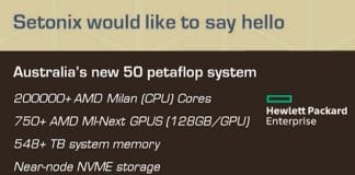 Caractéristiques Super ordinateur Setonix CPU/GPU AMD Instinct MI200