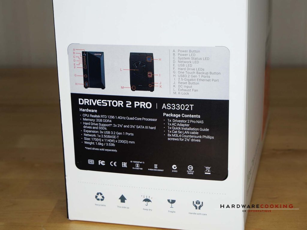 caractéristiques techniques Asustor Drivestor 2 Pro