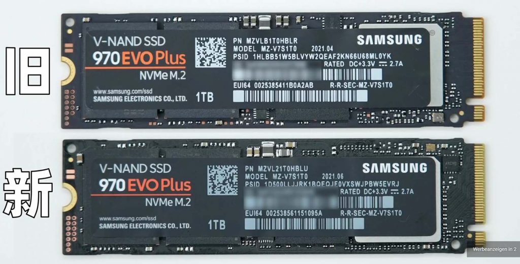 Samsung modifie les composants de son SSD 970 EVO Plus