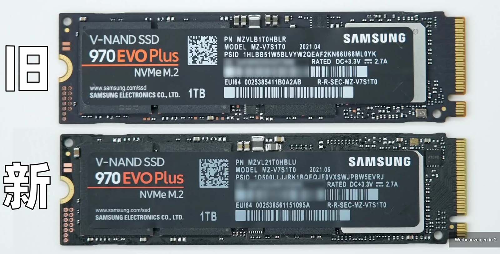 SSD Samsung 970 EVO Plus : un changement de composants