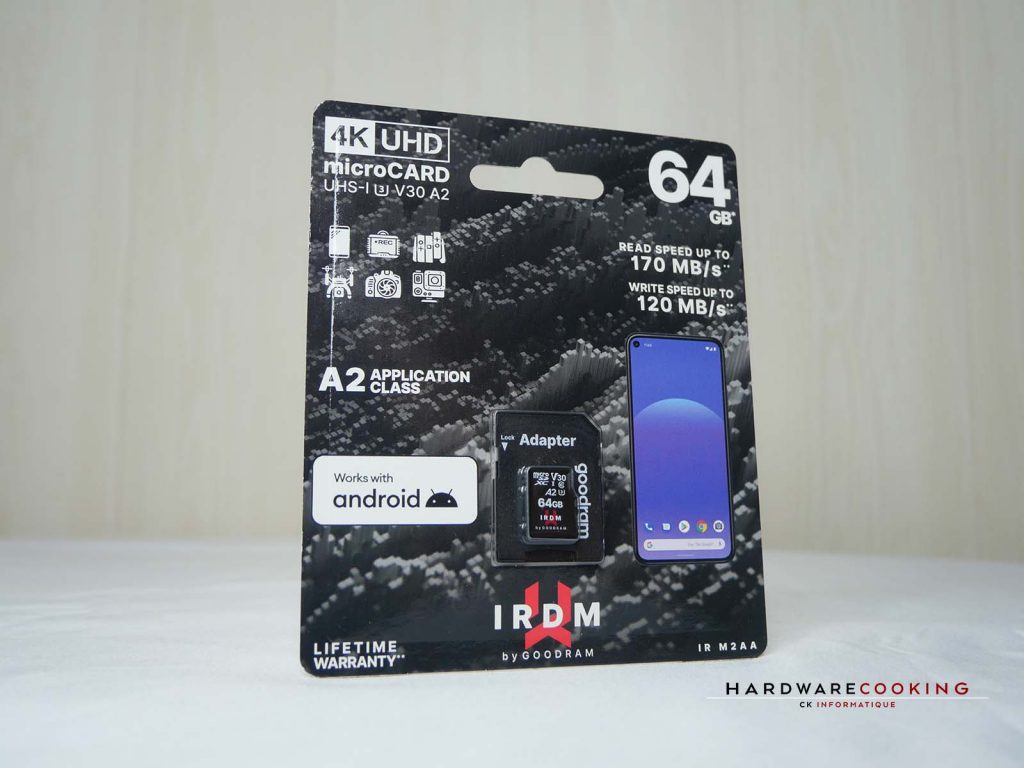 Carte mémoire IRDM UHS-I U3 A2 microCARD 64 Go