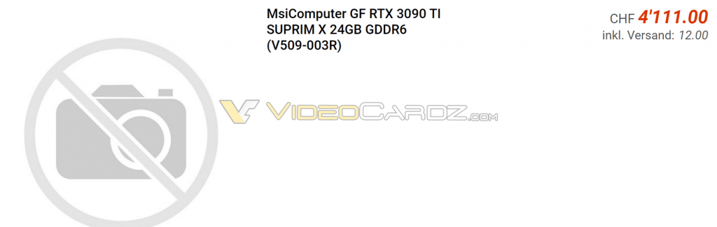 MSI GeForce RTX 3090 Ti : un prix à partir 3 129 euros chez certains