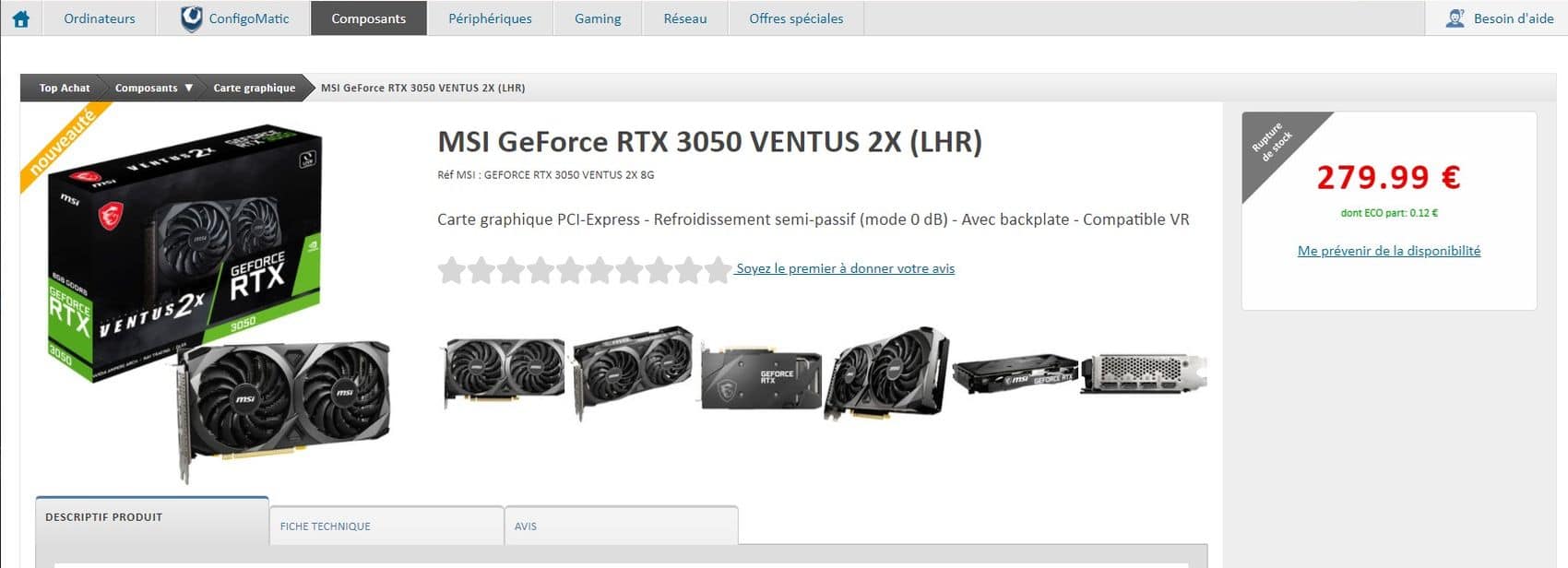 Nvidia GeForce RTX 3050 : meilleur prix, fiche technique et