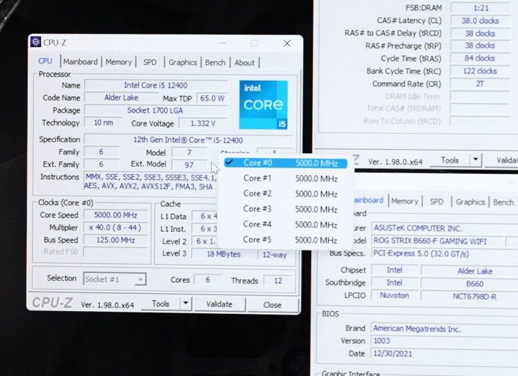 Overclocking Der8auer Intel Core i5-12400