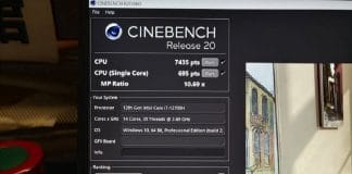 Benchmark Cinebench R20 Intel Core i7-12700H