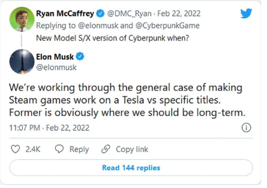 Réponse Twitter Elon Musk Steam