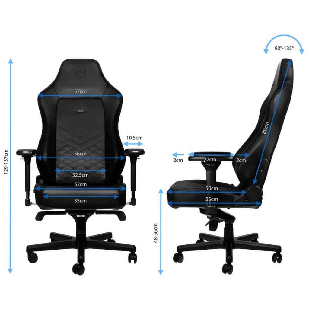 Dimensions fauteuil noblechairs HERO