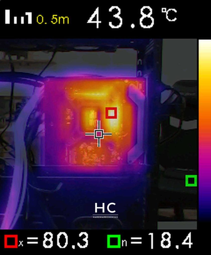 Test température VRM caméra thermique ASRock Z690 PHTANOM GAMING ITX