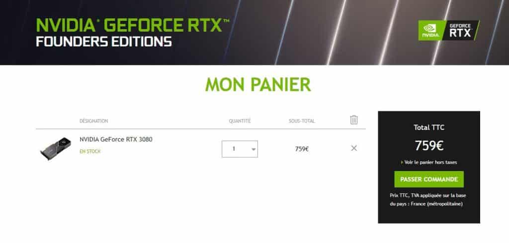 La NVIDIA GeForce RTX 3080 Founders Edition en stock