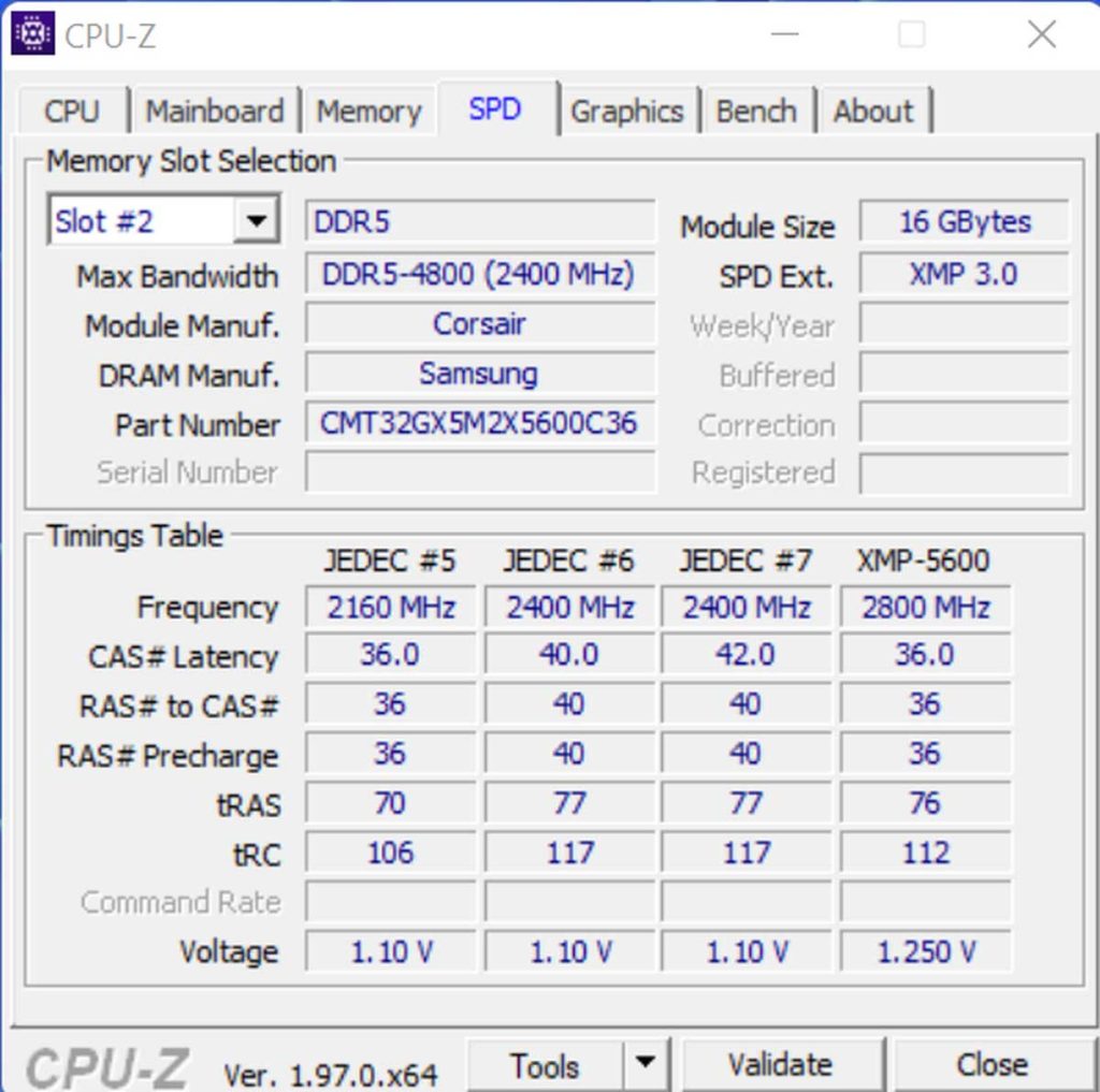 SPD CORSAIR DOMINATOR Platinum RGB DDR5-5600