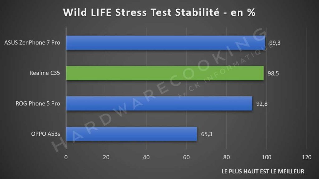 Test Realme C35 Wild Life Stress Test stabilité