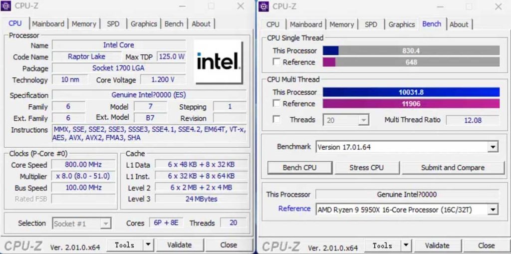 benchmark Intel Core i5-13600K