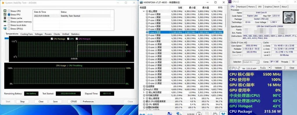 Test Intel Core i9-13900K fréquence