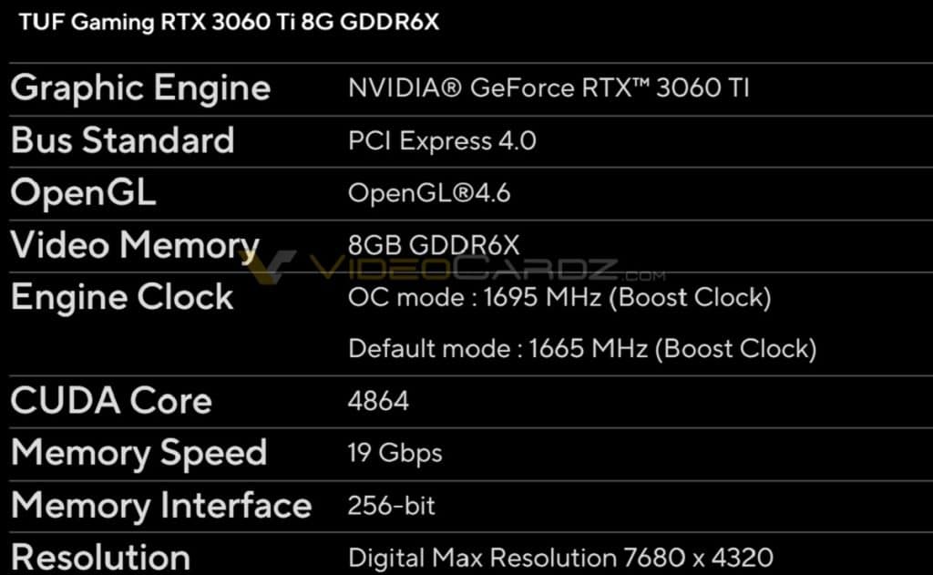 ASUS GeForce RTX 3060 Ti GDDR6X