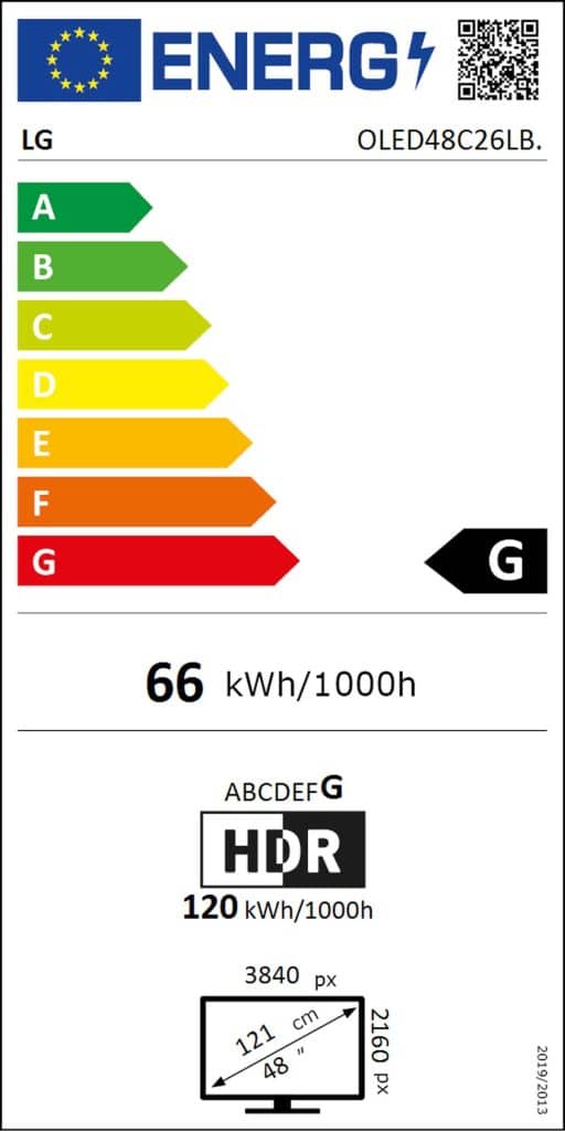 Classe énergétique LG OLED 48C2
