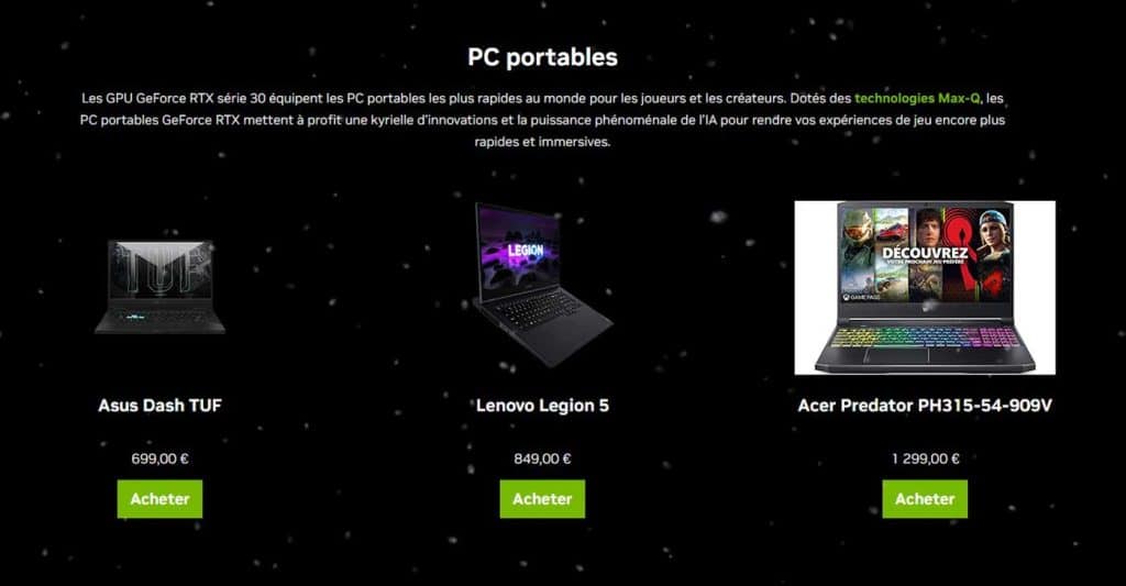 Black Friday PC portable NVIDIA