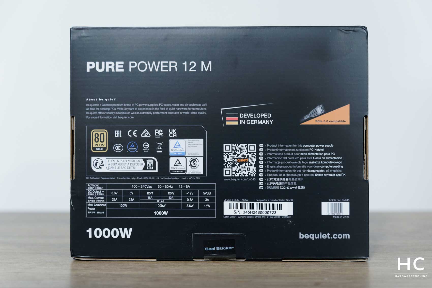 BeQuiet Pure Power 12 M Alimentation PC 1000 W ATX 80PLUS® Gold